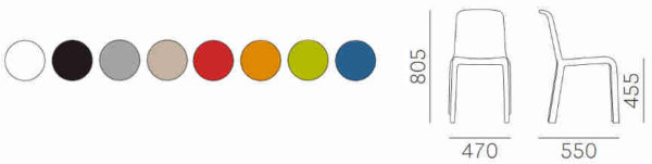 Colori e dimensioni sedia Snow