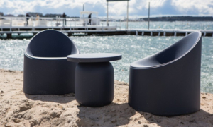 Poltroncina lounge modello Bay, per l'indoor e l'outdoor