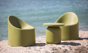 Poltroncina lounge modello Bay, per l'indoor e l'outdoor