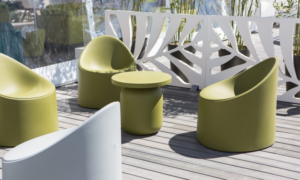 Poltroncina lounge modello Bay, per l'indoor e l'outdoor