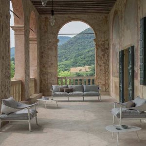 Terramare, poltrona con cuscini per ambienti esterni