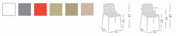 Colori e dimensioni sedia Isidora