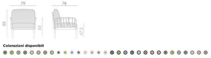 Colori e dimensioni poltrona Komodo