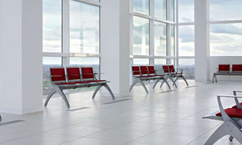 Terminal, panca d'attesa modulare in acciaio