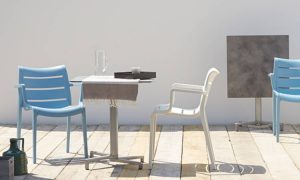 Sunset, sedia con braccioli, impilabile