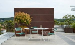 Tripé Doppio, tavolo moderno per l'arredo indoor e outdoor