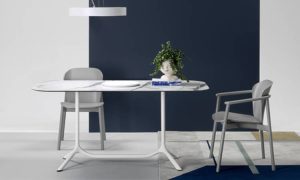 Tripé Doppio, tavolo moderno per l'arredo indoor e outdoor