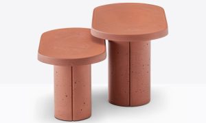 Caementum, tavolino a base centrale per l'arredo outdoor