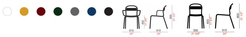 colori e dimensioni Sedia Stecca
