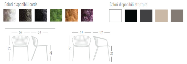 Colori e dimensioni sedia Sanella