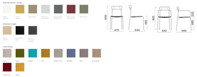colori e dimensioni sedia Úti Rope